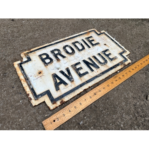 343 - Brodie Avenue Vintage Cast Iron Street Sign