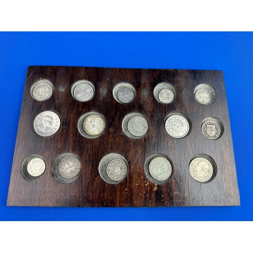 44 - 19th & 20th Century Collection Of Silver Coins In Wooden Tray