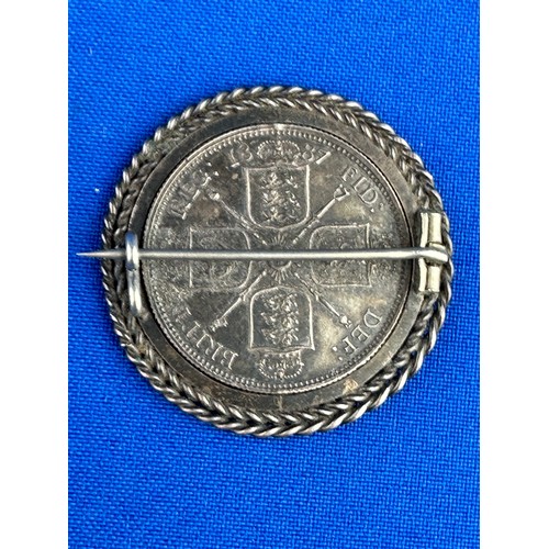 50 - Victoria 1887 Jubilee Silver Florin Brooch