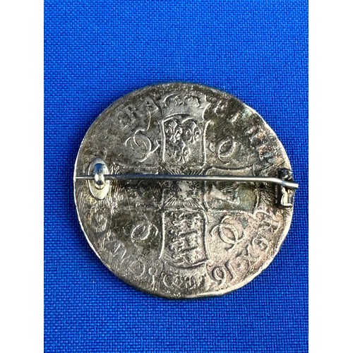 51 - Charles II Crown Coin Brooch Dated 1680