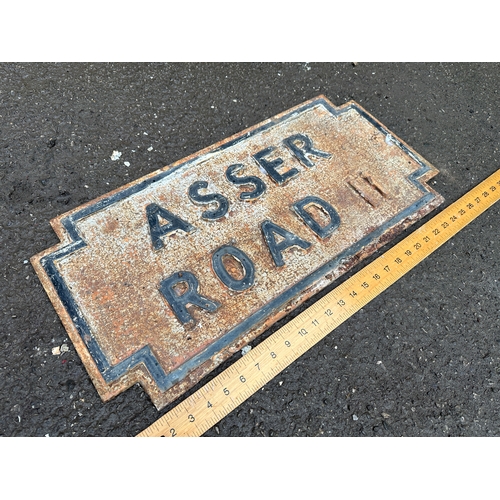 327 - Asser Road Cast Iron Street Sign