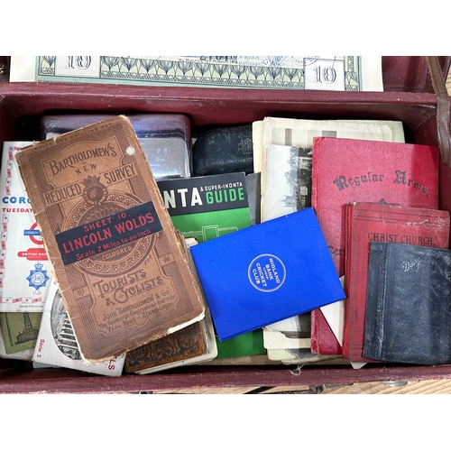 222 - Vintage Leather Suitcase Containing An Assortment Of Ephemera & Memorabilia Etc.