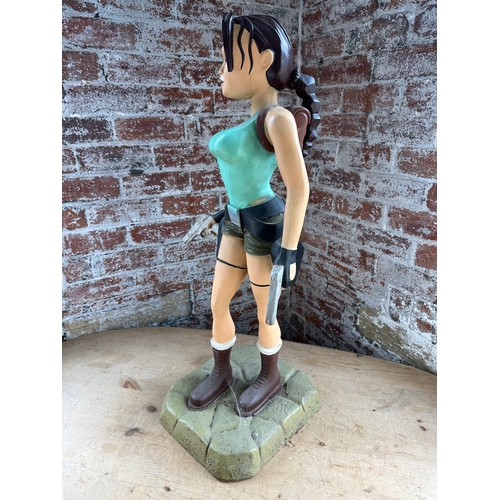 230 - Lara Croft, Tomb Raider Shop Advertising Display Figure. Stands 3ft Tall. Slight Crack To Base.