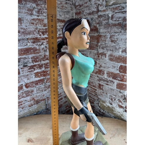 230 - Lara Croft, Tomb Raider Shop Advertising Display Figure. Stands 3ft Tall. Slight Crack To Base.