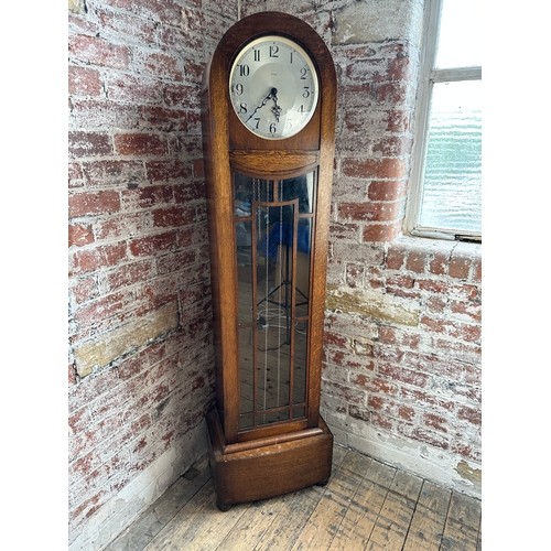 484 - Enfield Art Deco Long Case Clock With Pendulum and Three Weights