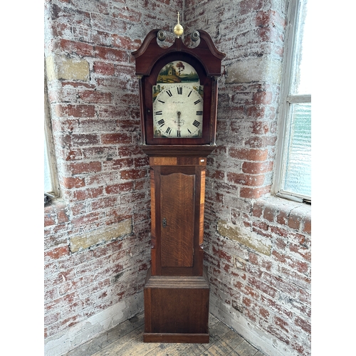 485 - Antique Charles Fletcher of Barnsley Longcase Grandfather Clock with Pendulum and Weight