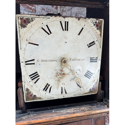 487 - Early G Armstrong of Gateshead Longcase Grandfather Clock with Pendulum and Weight