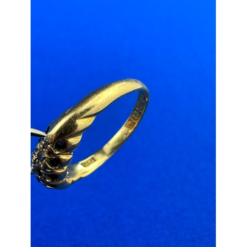 5 - 18ct Gold Ring With Five Old Cut Diamonds. Size J, 2.6g Gross Weight