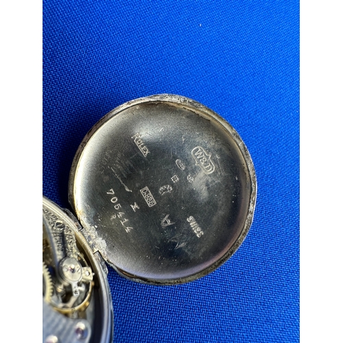 14 - Rolex 1916 WWI Era, Hallmarked Silver Trench Style Watch. Working. Movement Marked Rolex 15 Jewels, ... 