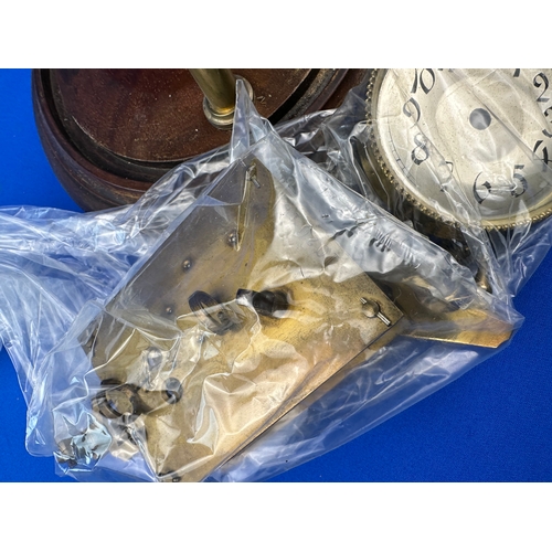 17 - Vintage Anniversary Clock With Disk Pendulum a/f. Glass Dome & Wooden Base