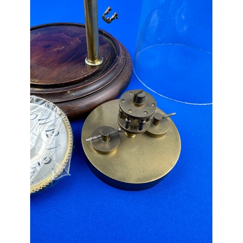17 - Vintage Anniversary Clock With Disk Pendulum a/f. Glass Dome & Wooden Base