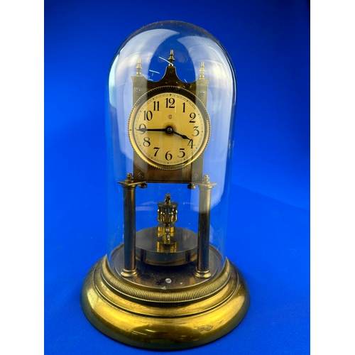 18 - Early 20th Century Brass 400 Day Anniversary Clock With Disk Pendulum