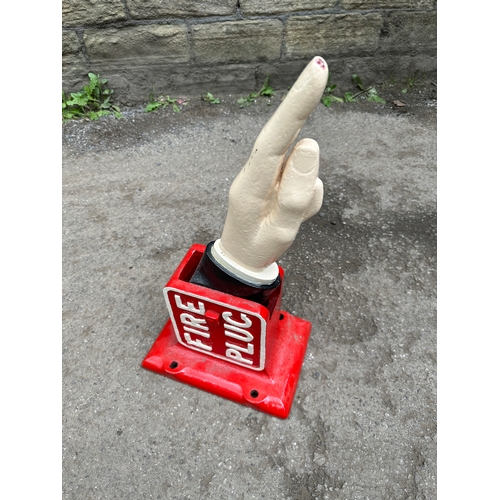 31 - Fantastic Fire Plug Pointing Finger Cast Iron Sign