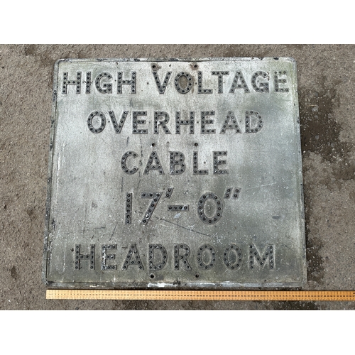 32 - High Voltage Overhead Cable Composite Sign - Railwayana Interest