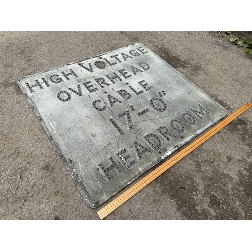32 - High Voltage Overhead Cable Composite Sign - Railwayana Interest