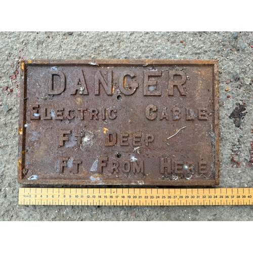 37 - Danger Electric Cable Cast Iron Sign