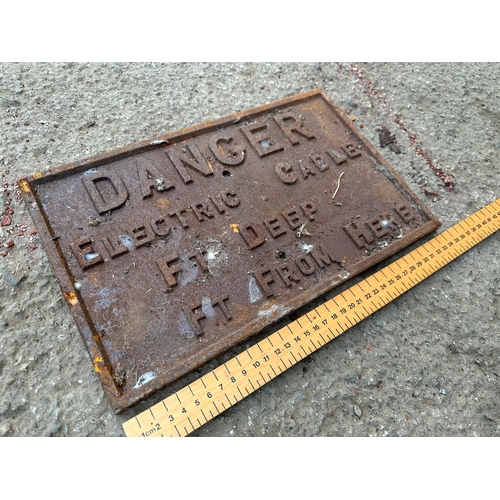 37 - Danger Electric Cable Cast Iron Sign