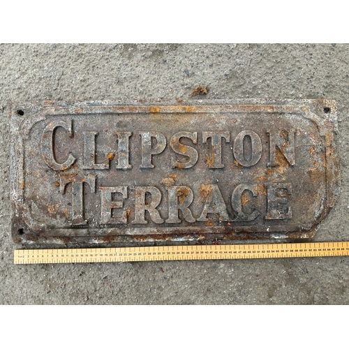 40 - Clipston Terrace Cast Iron Street Sign a/f