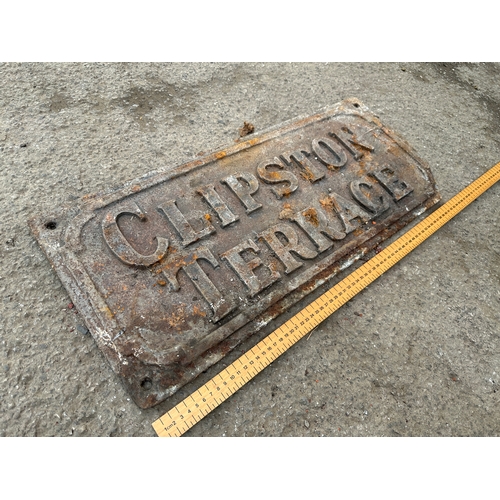40 - Clipston Terrace Cast Iron Street Sign a/f
