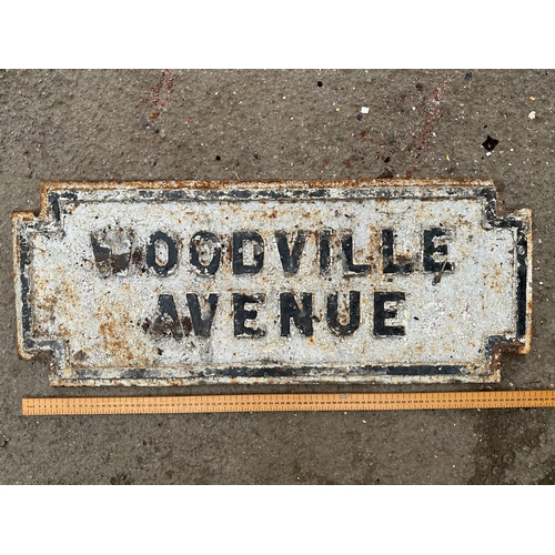 46 - Woodville Avenue Cast Iron Street Sign