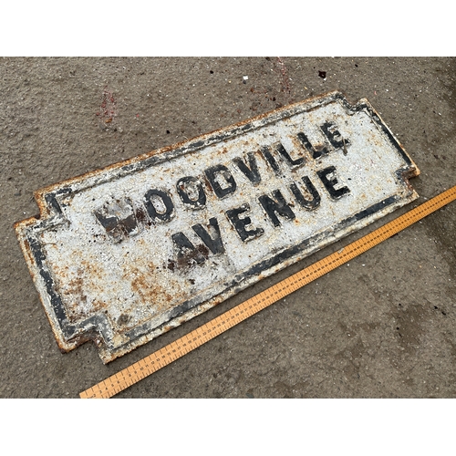 46 - Woodville Avenue Cast Iron Street Sign