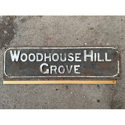 50 - Woodhouse Hill Grove Cast Iron Street Sign