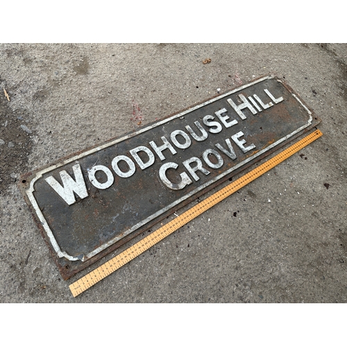 50 - Woodhouse Hill Grove Cast Iron Street Sign