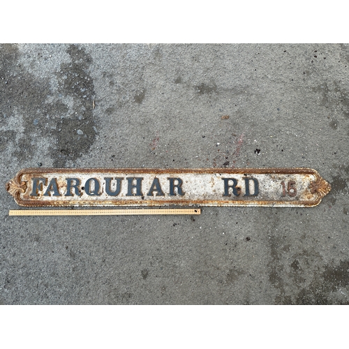 57 - Farquhar Rd Cast Iron Street Sign