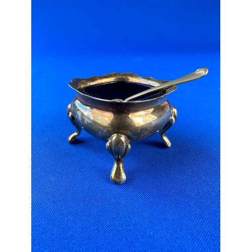 8 - Hallmarked Silver Salt with Nevada Silver Spoon - 47 grams in salt alone