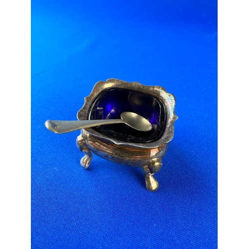 8 - Hallmarked Silver Salt with Nevada Silver Spoon - 47 grams in salt alone