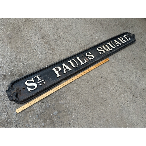 26 - St. Pauls Square Long Cast Iron Street Sign