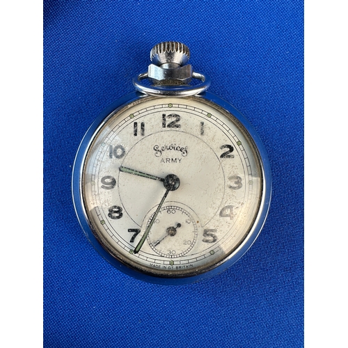 10 - Services Army Mechanical Pocket Watch Working