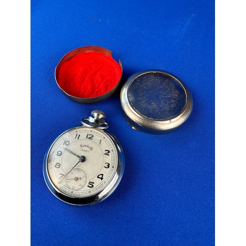 10 - Services Army Mechanical Pocket Watch Working