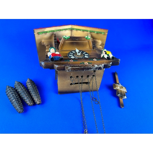 21 - Working Musical Cuckoo Clock with Weights and Pendulum.  West German with Schmeckenbecher Movement