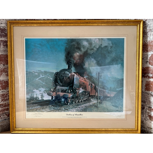283 - Large Terence Cuneo Artist Signed Print 'Duchess of Hamilton.  Also Signed by Britsh Engineer Robert... 