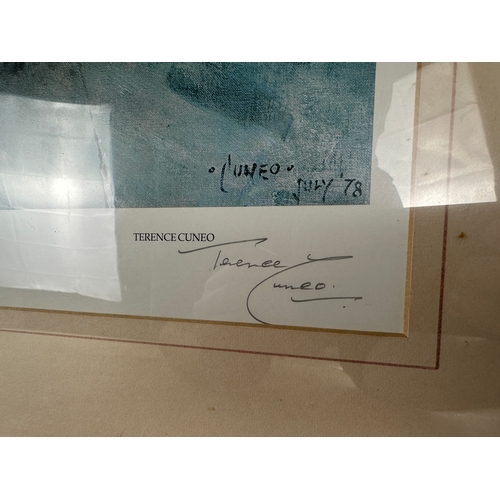 283 - Large Terence Cuneo Artist Signed Print 'Duchess of Hamilton.  Also Signed by Britsh Engineer Robert... 