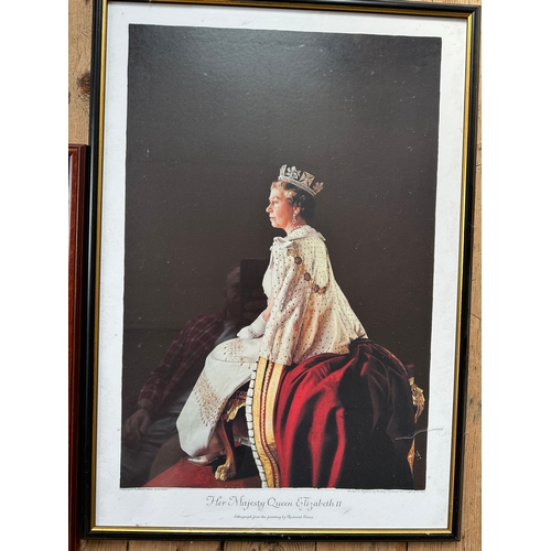 350 - Three Framed Prints inc. Her majesty Queen Elizabeth II and Susan L Crawford