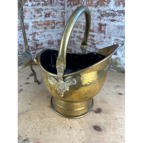 216 - Brass Plant Stand & Coal Bucket