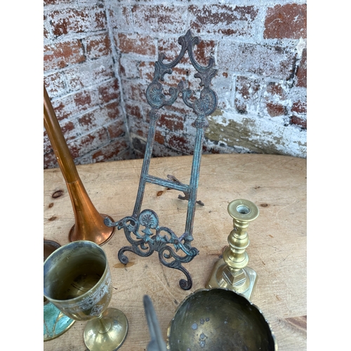 218 - Group of Mixed Metalware Items inc. Copper Horns, Candlesticks etc.