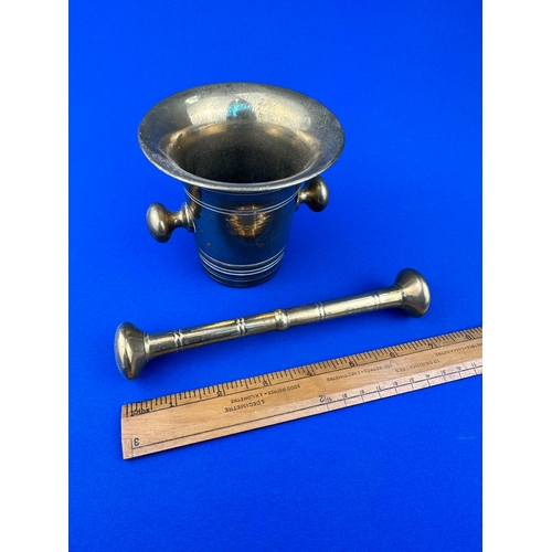 211 - Vintage Brass Apothecary Mortar & Pestle