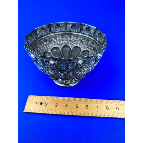 26 - Antique Indian Silver Footed Bowl. 340g. No Hallmark Tested as Silver.