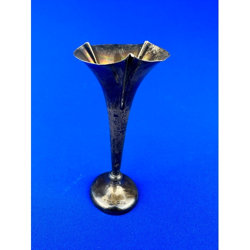 15 - Hallmarked Silver Fluted Bud Vase. 9cm Tall.