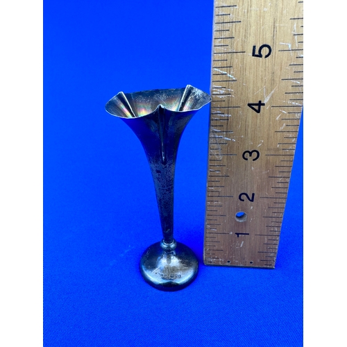 15 - Hallmarked Silver Fluted Bud Vase. 9cm Tall.