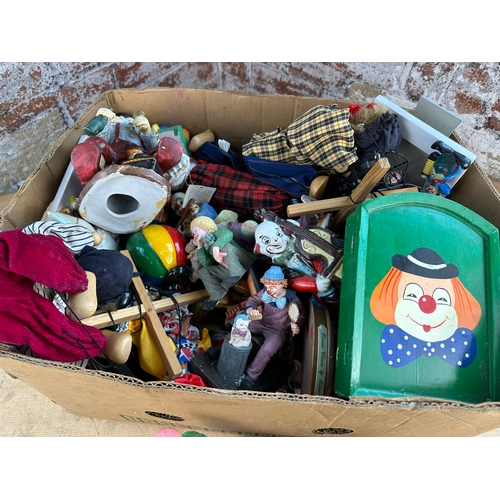 235 - Box of Vintage Clown Figures & Puppets etc.