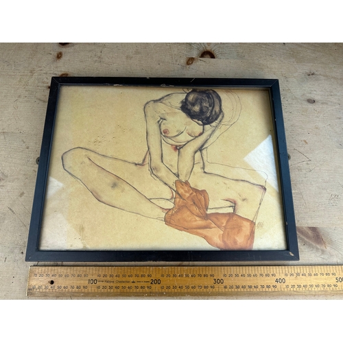 359 - Old Egon Schiele Nude Print