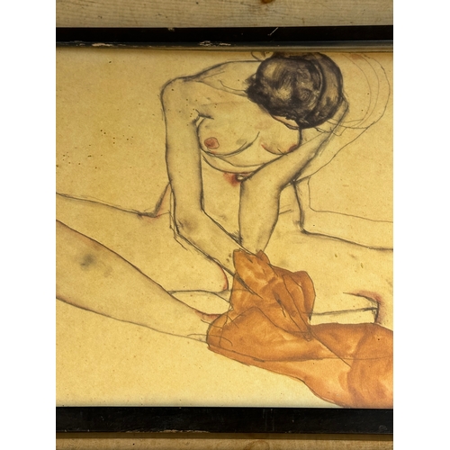 359 - Old Egon Schiele Nude Print