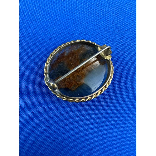 18 - Victorian Moss Agate Brooch in Unmarked Gold Mount - Tested as Gold