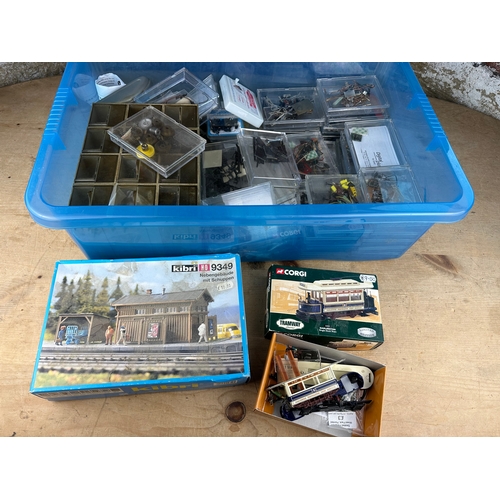 62 - Box of Small Parts & Spares For Railway & Model Making inc. Kibri Building & Corgi