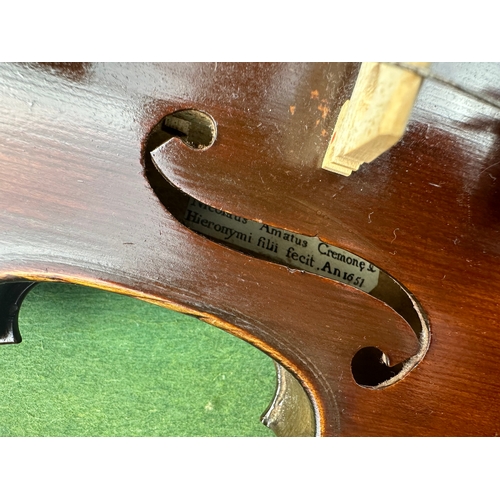 107 - Antique Violin Bearing the Label Nicolaus Amatus Cremone Hieronymi Filii Fecit. An 1651