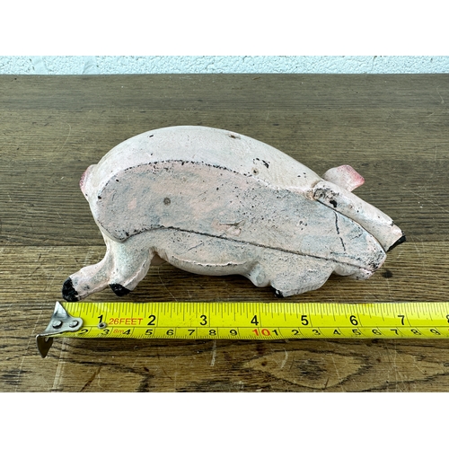 296 - Cast Iron Sleeping Piggy Bank